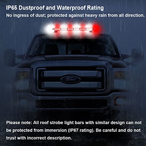 WOWTOU Roof Safety Flashing 56 LED Red White Emergency Light Bar for Volunteer Firefighter First Responder Vehicles Trucks POV, Strong Magnetic Strobe Beacon Lights - color: Red / White