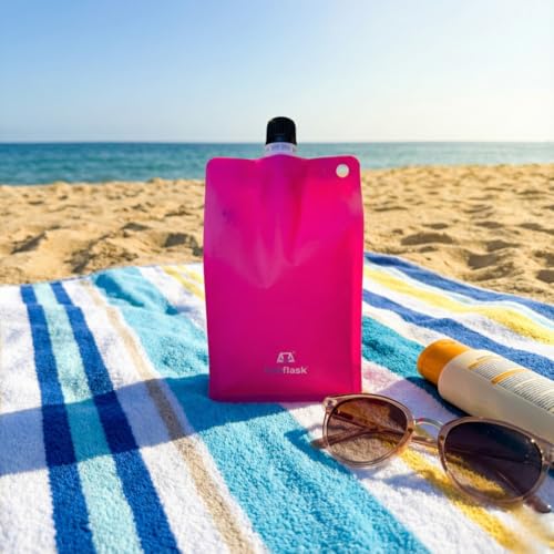BellFlask 15oz Flexible Plastic Flask - 3-Pack Pink with Plastic Carabiner - color: Pink