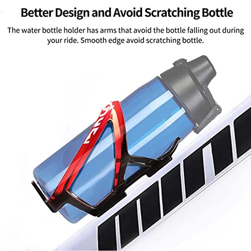 Suruid Bike Water Bottle Cage, Universal Drink Holder - Durable Ultralight Plastic Bottle Holder for Cycling, MTB, Road & Mountain Bikes, 2 Pack - Black Red - color: Black Red