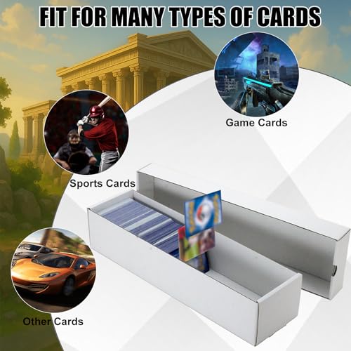 Trading Card Storage Box with Lid, 6 Pack White Cardboard Sports Card Box - size: 6 piece 15in for Standard