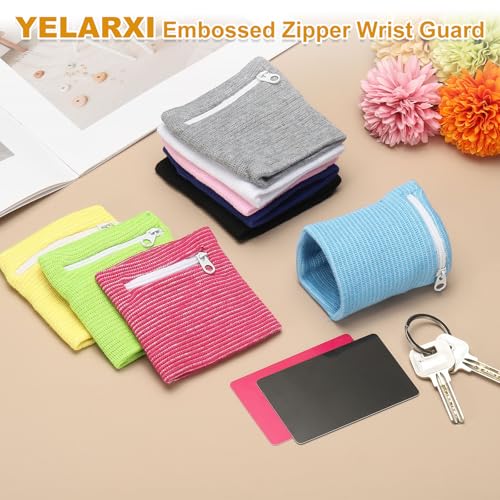 Wrist Wallet Wristband with Zipper,Cotton Wrist Band SweatBands - color: Rose Red