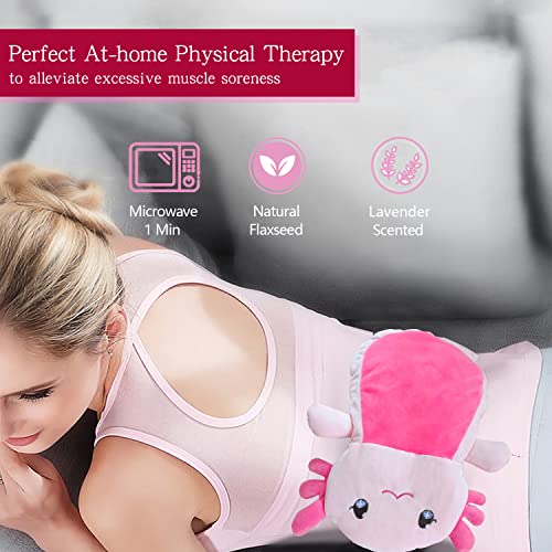 Microwave Heating Pad for Pain Relief, 13" x 10" Microwavable Heating Pads for Cramps, Back Pain, Neck Shoulder, Muscles, Knee, Joints, Natural Heat Pack Moist Heat, Pink Axolotl - size: Medium Axolotl