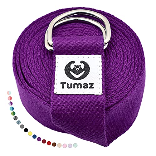 Tumaz Yoga Strap for Stretching with Adjustable D-Ring, 6/8/10 ft - color: 09. Dark Purple, size: 6 Feet