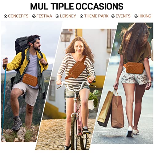 CXWMZY Fashion Fanny Packs for Women & Men, Girls Boys Teens Waist Bag Hip Bum Bag Cute Fanny Pack Casual Bum Bag with Multi-Pockets Adjustable Belts for Disney Traveling Cycling Running (Brown) - color: Brown