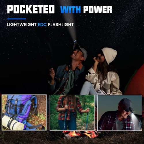 UNROEVS Mini Flashlights 2550 Lumens Rechargeable with Magnetic Base - size: B