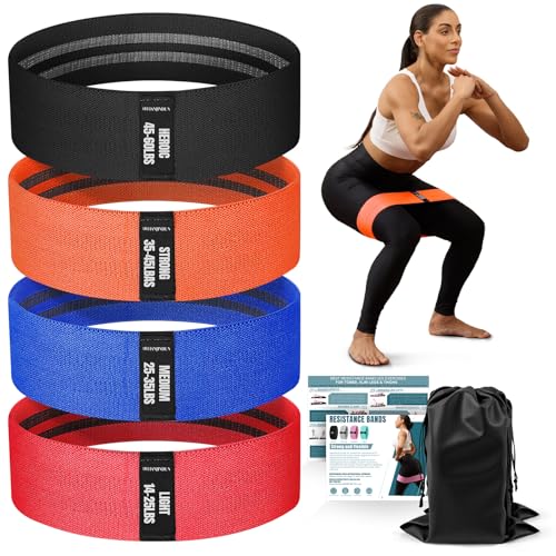 Lianjindun Booty Resistance Bands for Legs & Glutes, Non-Slip Workout Set - color: Red, Blue, Orange, Black