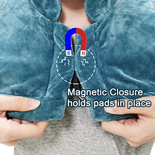 Weighted Heating Pad for Neck and Shoulders Pain Relief, 2lb Electric Heating Pad with Auto- Off - 20'' x 25'', Blue