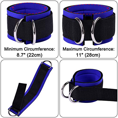 1 Pair Adjustable Fitness Ankle Strap with Double D-Ring - color: Blue