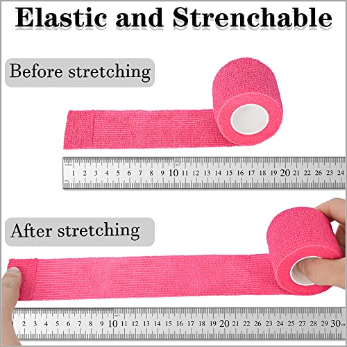 8 Pack 2 in x 5 Yards Cohesive Wrap Self Adhesive Bandage Wrap Elastic Self Adherent Bandage Self Stick Vet Tape for Athletic, Wrist, Ankle, Knees, Pets (Pink) - color: Pink, size: 2 Inch