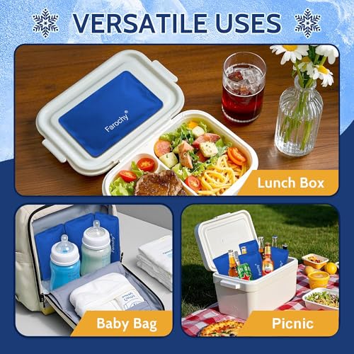 Reusable Ice Packs for Lunch Boxes, 4Pcs Soft Ice Packs for Cooler Gel Pack - color: Blue
