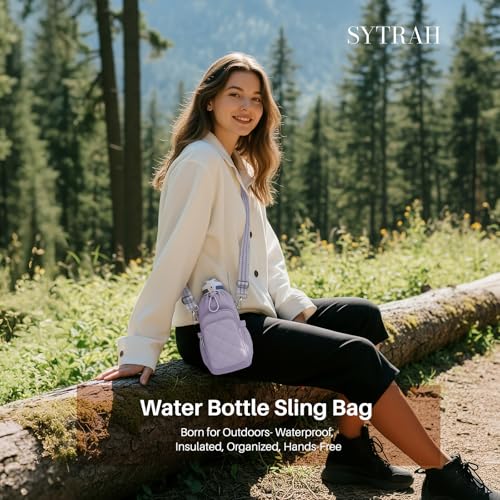 SYTRAH Water Bottle Bag Crossbody，Insulated Holder Purse - color: Purple