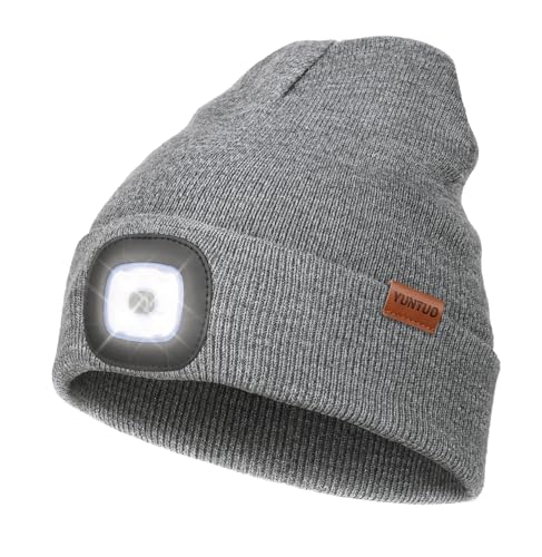 LED Beanie with The Light, Unisex Gifts for Men Dad Husband Him - color: Grey