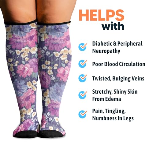 Viasox 3 Pack Compression Socks Women & Men, Circulation Support, 12-15mmHg Neuropathy, Paws & Petals, M - color: Paws & Petals, size: Medium