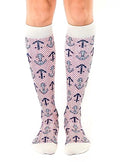 Living Royal Compression Socks - Graduated Compression 15-20mmHg, Padded Cushion Bottom Fun Socks, Moisture-Wicking - color: Anchor