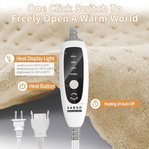 SAROO Heating Pad for Back Pain Cramps Relief,12"×24",Camel - color: Camel
