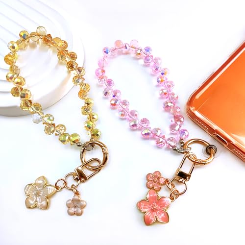 C.J.M.K Beaded Phone Wristband, Lanyard Chain - color: 06-light Pink