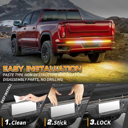 XRIDONSEN 60 inch Tailgate Lights Amber White Rear Strobe Lights - color: Amber/White
