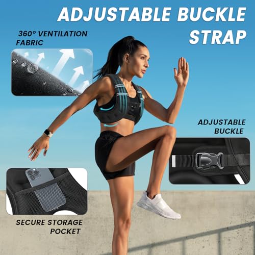 Weighted Vest Woman, 6/8/12/16/20/25/30lb Weight Vest for Women Men - color: Black, size: 6LB