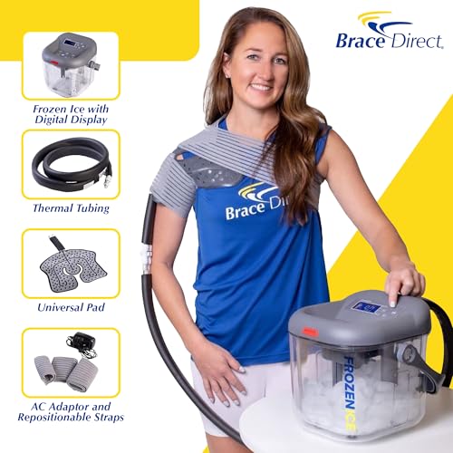 Brace Direct FrozenIce Cold Therapy Machine with Universal Pad – Circulating Water System for Knee, Shoulder, Hip, Ankle, Back – Cryotherapy for Post Surgery, Pain, Swelling