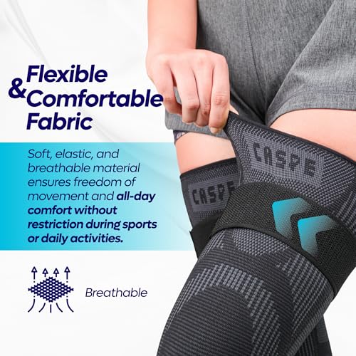 Caspe Leg Compression Sleeve With Strap, Full Length Thigh Knee Calf Support, Knee Compression Sleeve Women & Men, Full Leg Support for Light Recovery, Daily Wear - size: X-Large
