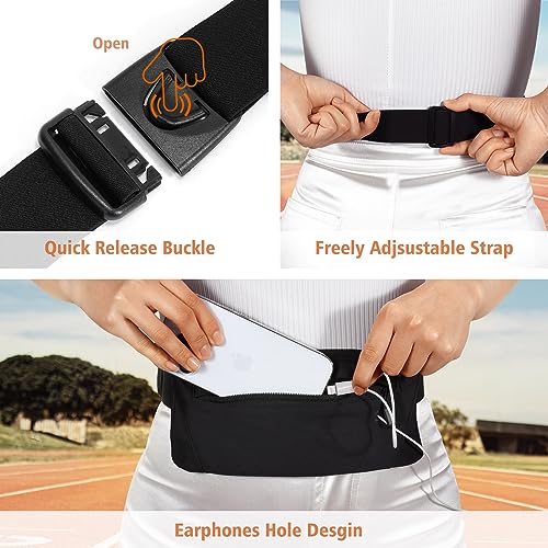 WHIPPY Slim Running Belt Fanny Pack for Women Men Elastic Runners Belt Waist Pouch Chest Bag Phone Holder Waist Pack for Running Hiking - color: 1-Black