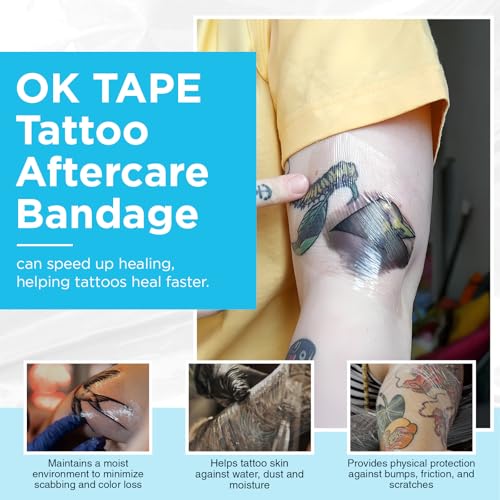 OK TAPE Tattoo Aftercare Bandage with Sliding Cutter 6 in x 6 yd - size: 6in × 6yds