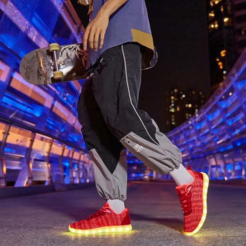 Light Up Shoes for Women Men, LED Sneakers USB Charging Unisex Adult Glow Party Cool Dancing Shoes - color: Red, size: 5 Women/4 Men