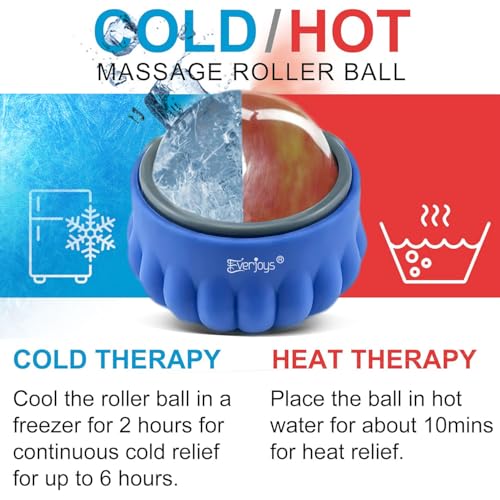 Massage Ice Roller Ball Cold & Heat Therapy Tissue Relief Muscle Recovery - color: Blue and Gray