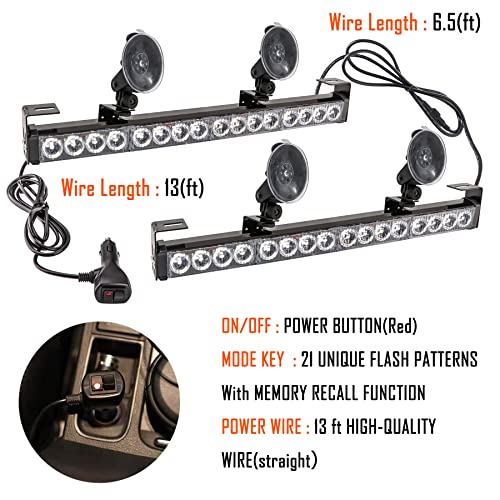 Amber 2 in 1 Emergency Strobe Light Bar 21 Flash Patterns - color: Amber