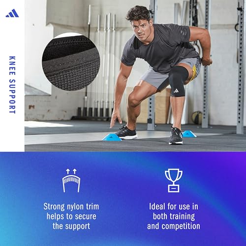 adidas Knee Support Sleeve - Knee Sleeve for Support, Training, and Competitions - Ergonomic Design, Elastic Nylon Blend - Durable and Breathable - For all Fitness Levels - X-Large - size: X-Large, style: adidas Knee Support