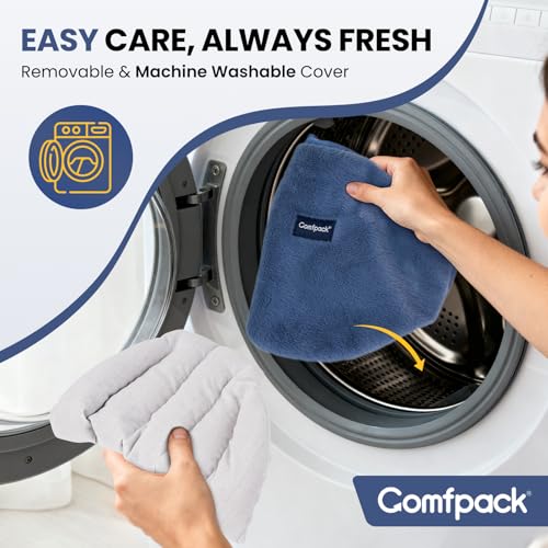 Comfpack Microwave Heating Pad for Back Pain Relief, Washable Microwavable Hot Compress Therapy for Sciatica Surgery Recovery, Lower Lumbar, Waist Warm Compress, Stomach, Cramps, Blue