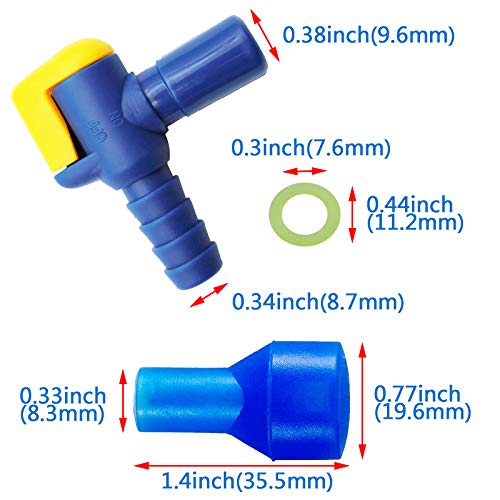 Bite Valve Replacement Mouthpiece Fit for Hydration Pack Bladder Water Backpack and Most Brands(4-Pack), with Shutoff Valve and Tube O-Ring - color: Blue