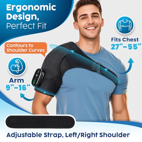 WoloyHeatie Cordless Shoulder Heating Pad with Massage, FSA Eligible Items - color: Black
