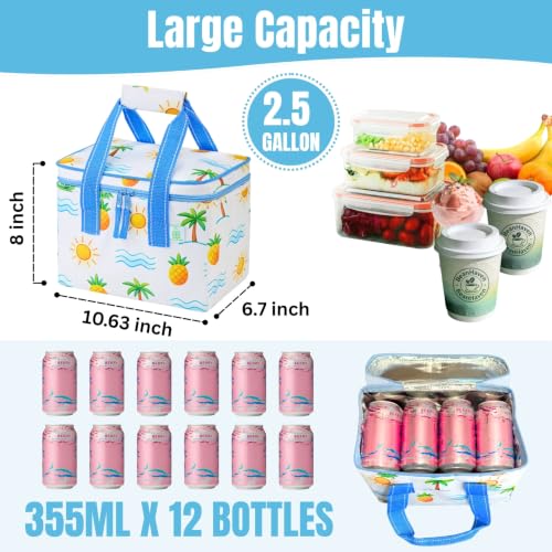 VENO 2 Pack Insulated Lunch Bags, 12 Can, Water-Resistant, Tropical Island - color: Tropical Island, size: 10.63"W x 8"H x 6.7"D - 2 Pack