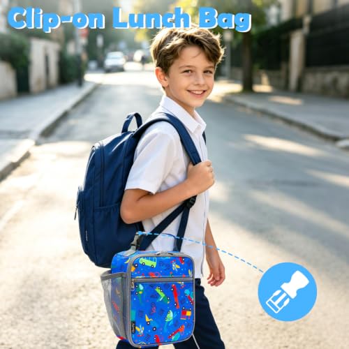 FlowFly Kids Lunch box Insulated Soft Bag Mini Cooler Back to School Thermal Meal Tote Kit for Girls, Boys, Car - color: Car