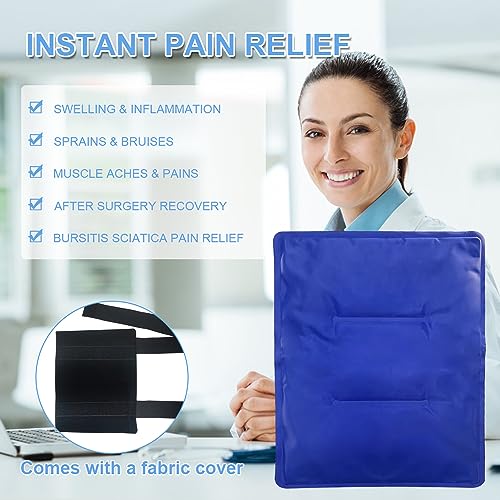 Gel Soft Flexible Ice Packs for Injuries - Reusable Freezer Cold Pack, Hot Cold Compress Therapy Cooling Gel Pad Wrap for Shoulder, Hip, Knee, Back, Leg, Injury, Swelling, Bruises, Surgery - 11" x 14" - style: 1 ice pack