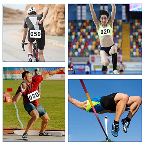 Running Bibs Race Competitor Numbers Waterproof Runners Race Numbers with Safety Pins for Marathon Races Events 5.9" x 7.9" - style: Number 001-100