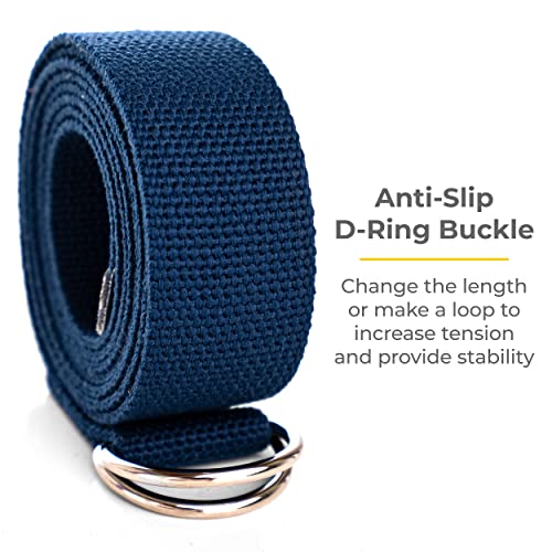 Bulk Yoga Straps, 10 Pack, 6ft, D-Ring Buckle - color: Blue