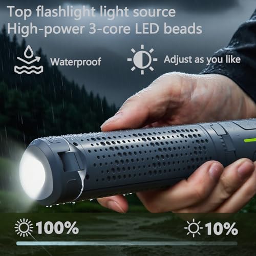 Rechargeable 8000mAh Camping and Work Light with Adjustable Stand 3.4 ft, 3000 Lumen Cordless Work Light Featuring 3 Adjustable Heads, Dimmable Emergency Flashlight with Telescopic Tripod