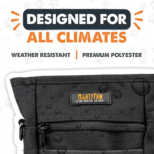 Mighty Paw Dog Training Treat Pouch, No-Spill Magnetic Clasp, Black - color: Deluxe - Black