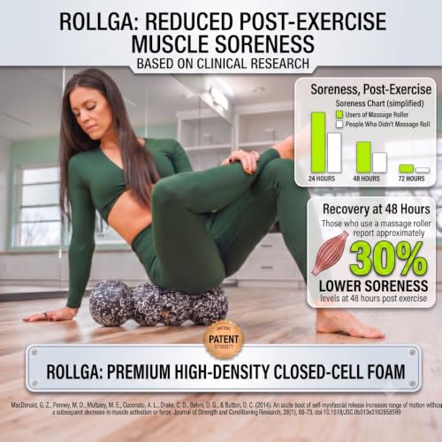 Rollga LITE - Soft Density Ergonomic Foam Roller for Exercise & Back Pain - color: White