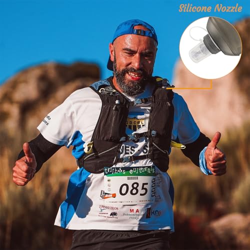 J.CARP 500ml Soft Flask Running Water Bottles, TPU Foldable Running Hydration Flask for Hydration Pack Cycling Hiking Climbing Outdoors Motorbike Dark Grey - color: Dark Grey, 500ml
