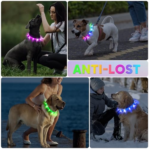 BSEEN Light Up Dog Collar - Silicone LED Dog Collar, Cuttable Lighted Puppy Collar, Glowing Dog Walking Lights for Small Medium Large Collars (Mix Color) - color: Mix Color-Standard(70cm)