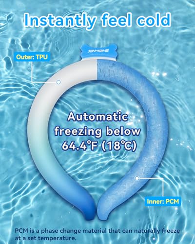 Neck Cooling Tube Wraps Ice Ring Neck Cooler Personal Ice Pack Wrap for Hot Weather Gel Reusable Wearable Gel Cooling for Summer Heat Hot Flashes Freezer Below 64.4℉ - color: Gradient Blue