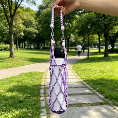 Outman Sports Water Bottle Net Carrier Fits 24oz 30oz 40oz Tumbler (Purple) - color: Purple
