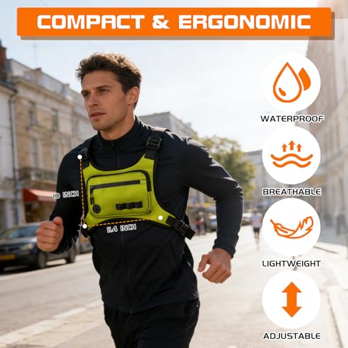 KINGSLONG Running Vest, Chest Bag for Men, Chest Pack, Hiking (F-Yellow) - color: F-Yellow