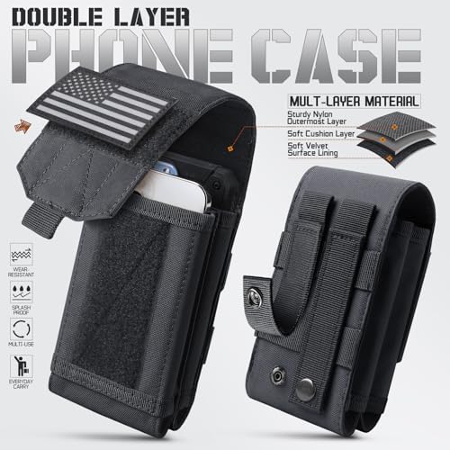 Universal Phone Pouch with MOLLE Attachment for EDC Outdoor & Tactical Gear - color: Black