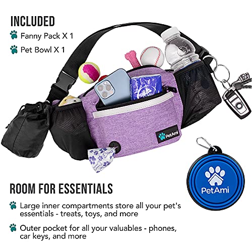 PetAmi Dog Fanny Pack, Treat Pouch for Dog Walking Training, Purple - color: Purple