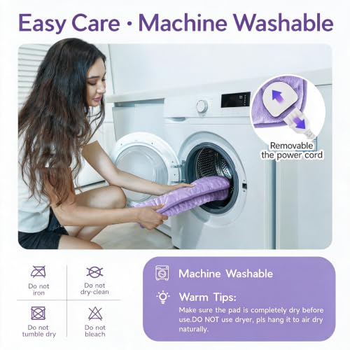 Electric Heating Pad for Back & Period, 6 Heat Settings Auto Off - color: Light Purple, size: 12'' x 24''