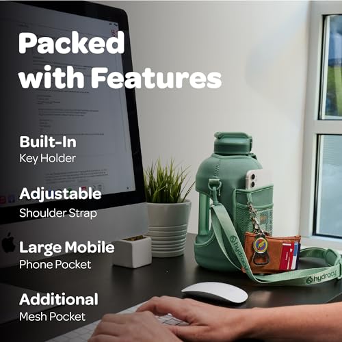 Hydracy 2.3L BPA-Free Tritan Plastic Water Bottle with Adjustable Shoulder Strap, Spill-Proof Lid, and Convenient Silicon Spout for Hydration on the Go - color: Moonlight Green, size: 78 oz